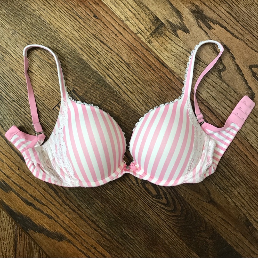 VS 34D pink & white striped bra